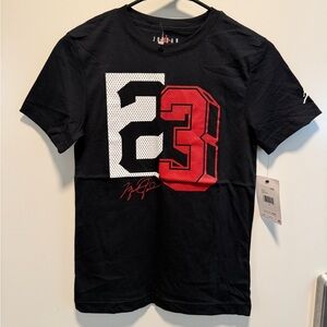 Jordan Black Short-Sleeve Tee with Red & White 23 Graphic